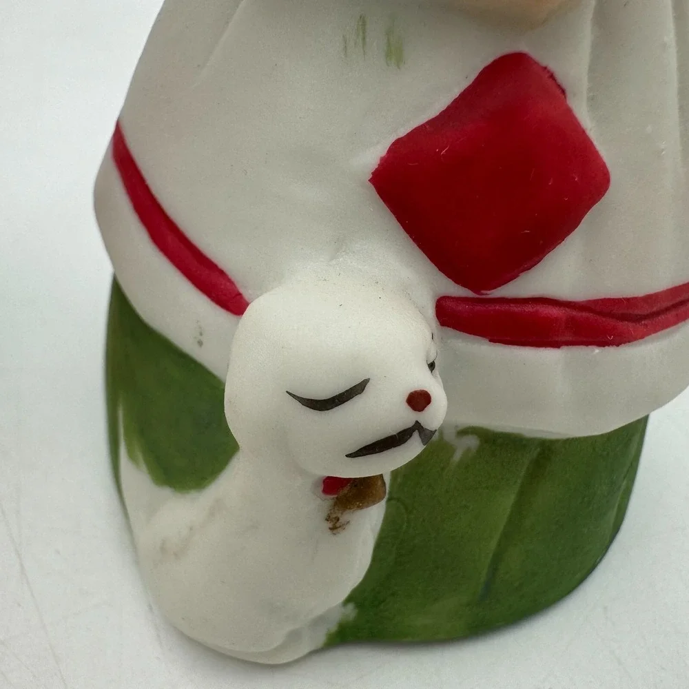 Set 2 Vintage Jasco Christmas Girls Caroler dog Cat Book Porcelain Bell figurine